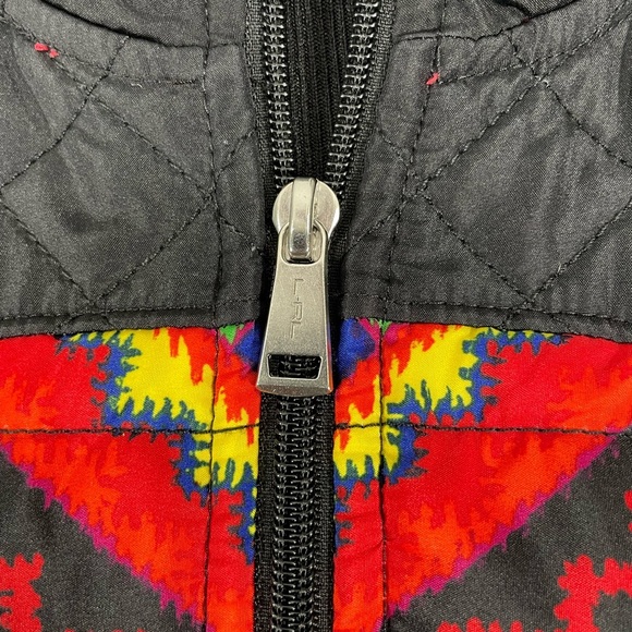 LRL Quarter Zip Western Tribal Print Black Quilted Jacket Colorful Fleece CB-L - Picture 5 of 11